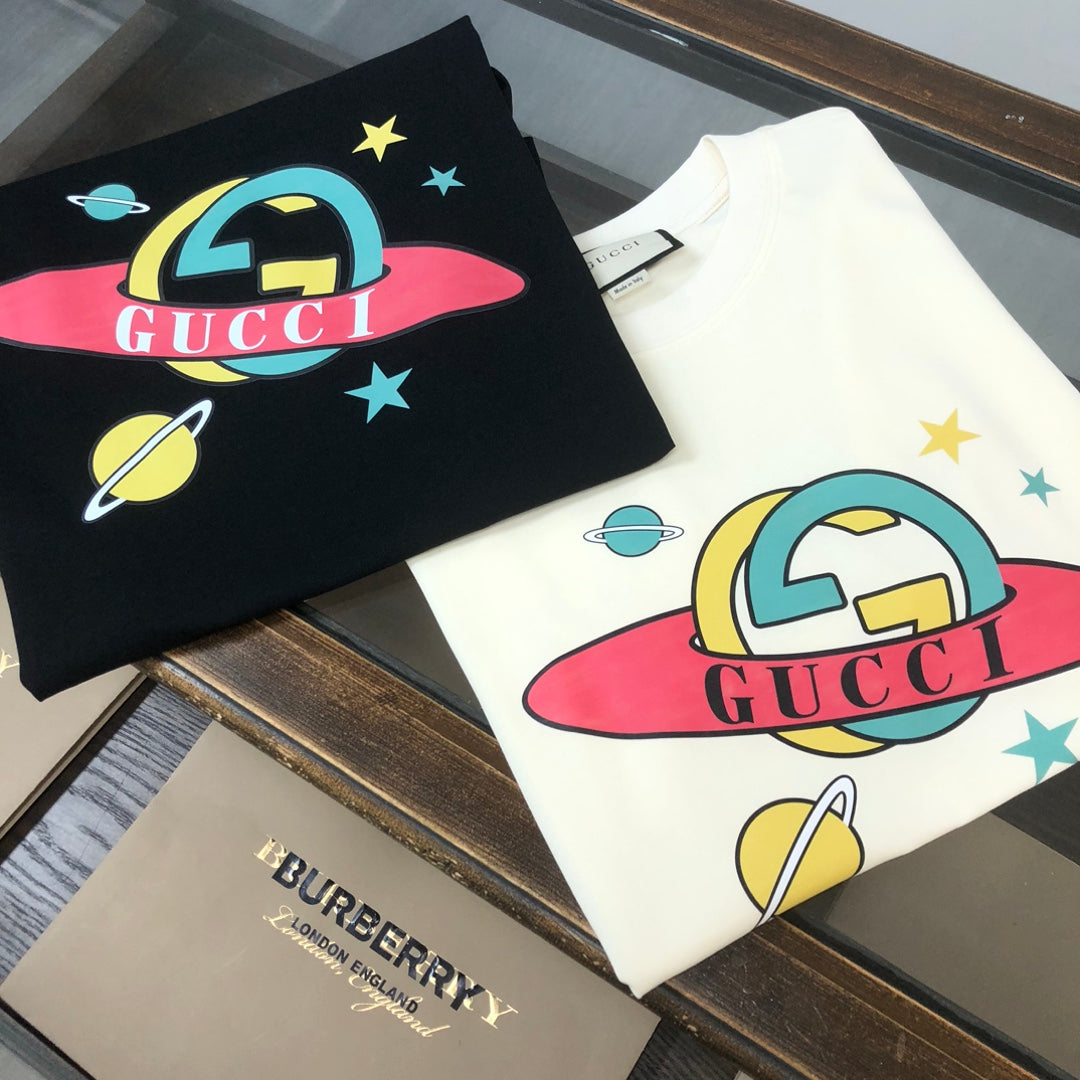 Cartoon Saturn Print T Shirt