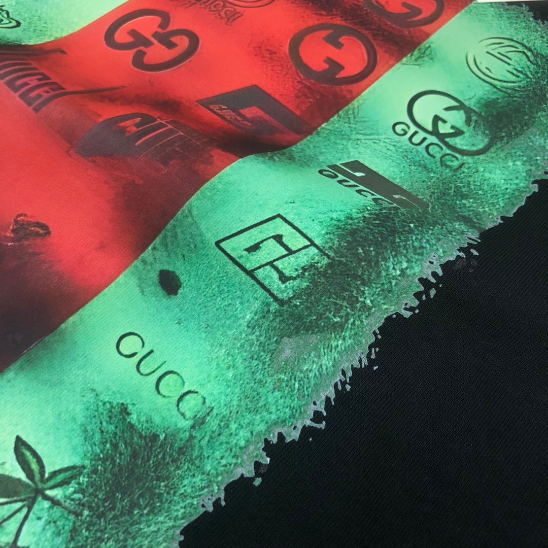 Red Green Patchwork Print T Shirt