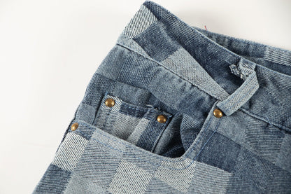 Plaid Denim Trousers