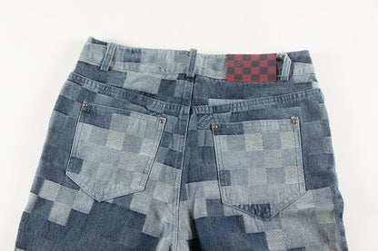 Plaid Denim Trousers