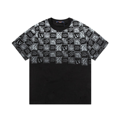 Checkerboard Letter Print T-shirt